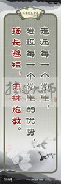 教師素養(yǎng)標(biāo)語 學(xué)校教師標(biāo)語 教育素養(yǎng)標(biāo)語 教師標(biāo)語 走近每一個學(xué)生，發(fā)現(xiàn)每一個學(xué)生的優(yōu)勢，揚長避短，因材施教