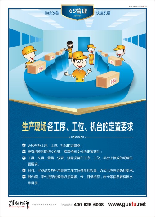 生產(chǎn)現(xiàn)場各工序、工位、機(jī)臺的定置要求 關(guān)于6s的圖片