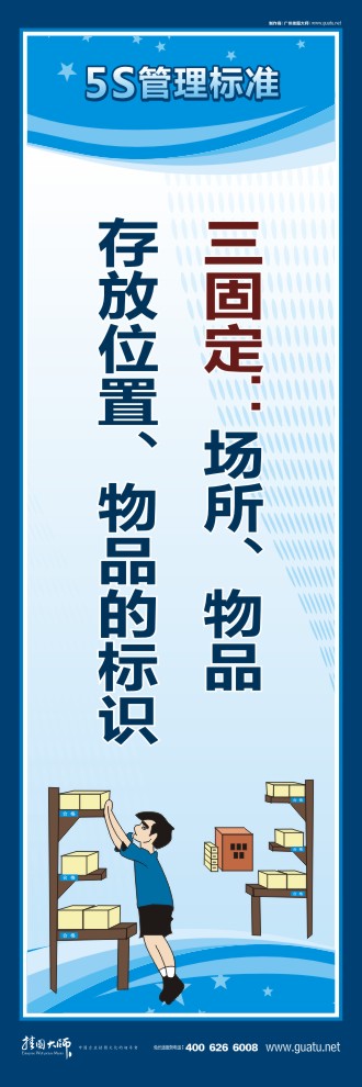 5s 標(biāo)語 三固定：場所、物品存放位置、物品的標(biāo)識