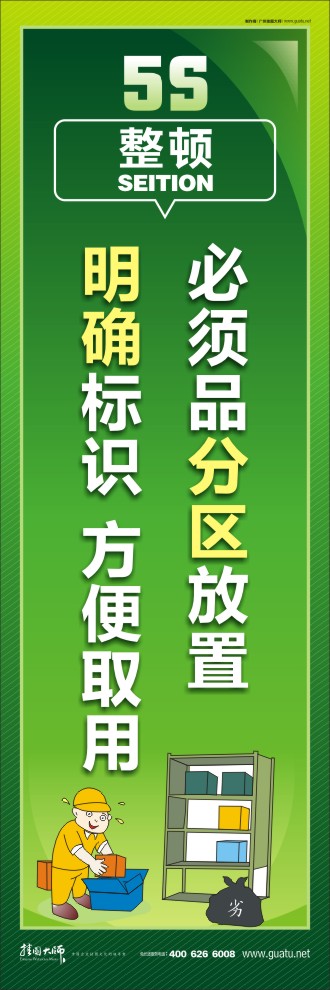 5s現(xiàn)場管理標(biāo)語 必須品分區(qū)放置，明確標(biāo)識，方便取用