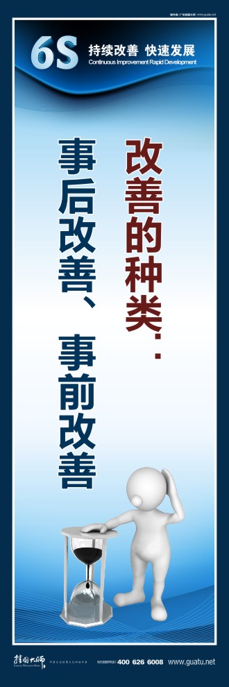 6s管理宣傳標(biāo)語(yǔ) 改善的種類(lèi)： 事后改善、事前改善