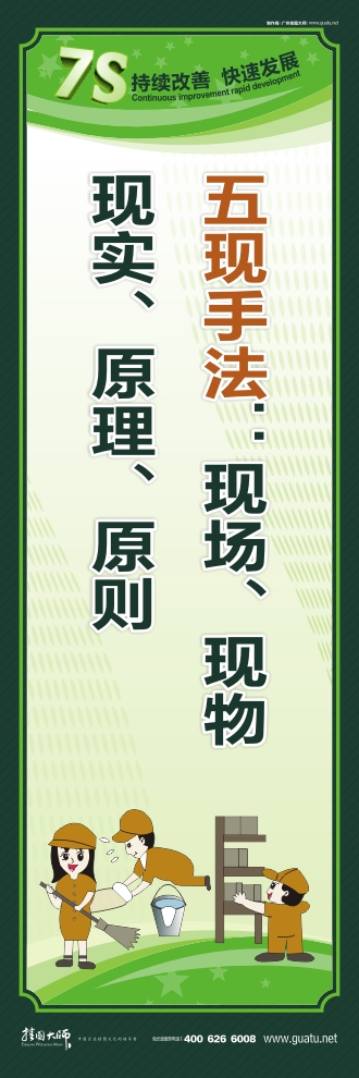 7s管理圖片 五現(xiàn)手法：現(xiàn)場、現(xiàn)物、現(xiàn)實、原理、原則