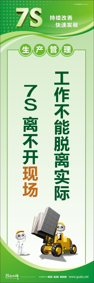 7s標(biāo)語圖片 工作不能脫離實(shí)際7S離不開現(xiàn)場(chǎng) 