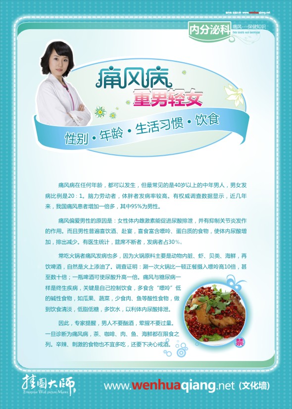 內分泌科健康教育 痛風病"重男輕女"