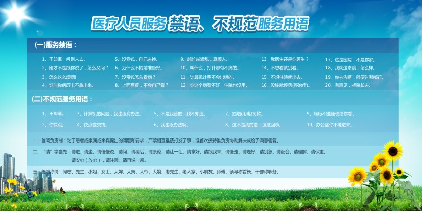 醫(yī)院文明用語(yǔ) 醫(yī)院文明服務(wù)用語(yǔ) 文明服務(wù)制度 醫(yī)療人員禁語(yǔ)、不規(guī)范服務(wù)用語(yǔ)